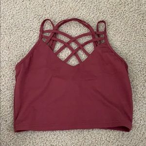 caged neck cropped tank